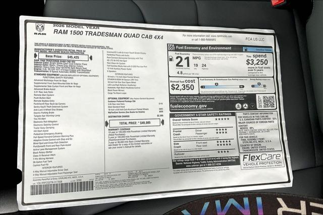 New 2026 RAM 1500 Tradesman Quad Cab 4x4 64" Box For Sale in Millington, TN
