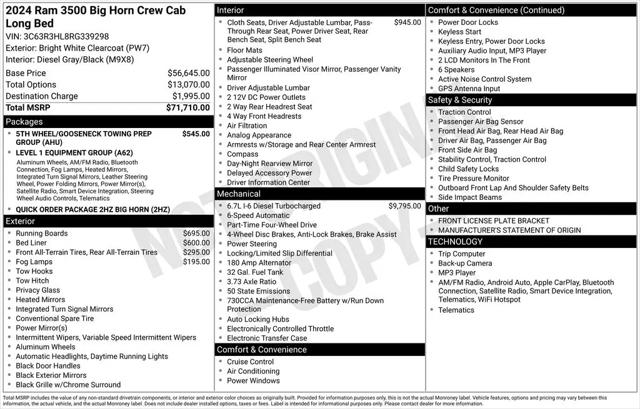 2024 Ram 3500 Big Horn Crew Cab 4x4 8' Box