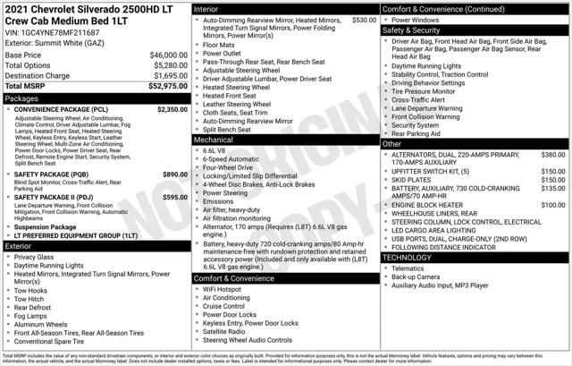 2021 Chevrolet Silverado 2500HD 4WD Crew Cab Standard Bed LT
