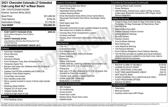 2021 Chevrolet Colorado 4WD Extended Cab Long Box LT