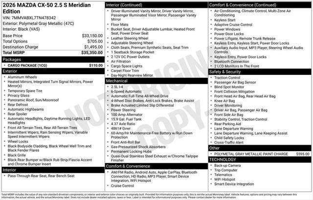 2026 Mazda CX-50 2.5 S Meridian Edition