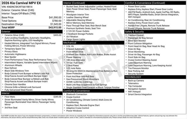 2026 Kia Carnival MPV EX