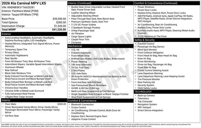 2026 Kia Carnival MPV LXS