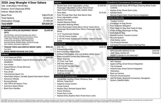 2026 Jeep Wrangler 4-Door Sahara 4x4