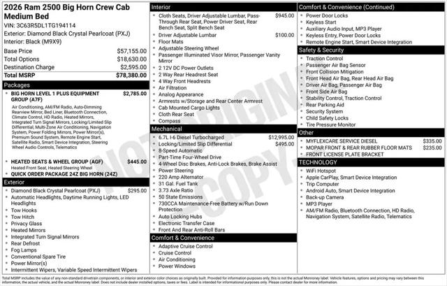 2026 Ram 2500 Big Horn Crew Cab 4x4 6'4" Box