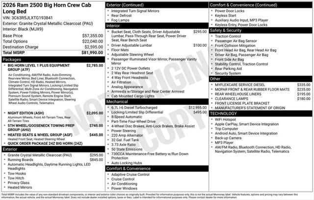 2026 Ram 2500 Big Horn Crew Cab 4x4 8' Box
