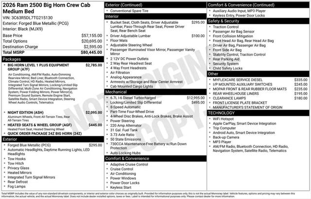 2026 Ram 2500 Big Horn Crew Cab 4x4 6'4" Box