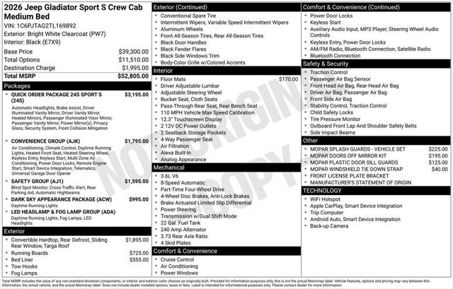 2026 Jeep Gladiator GLADIATOR SPORT S 4X4