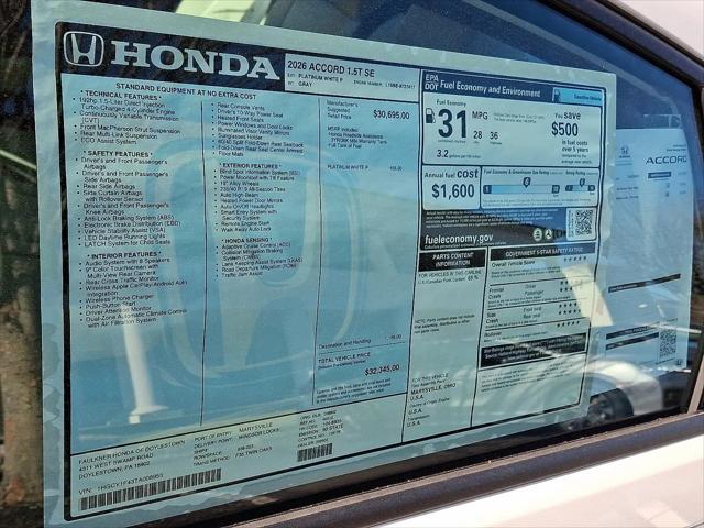 2026 Honda Accord Sedan SE