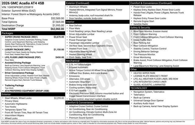 2026 GMC Acadia AT4 AWD