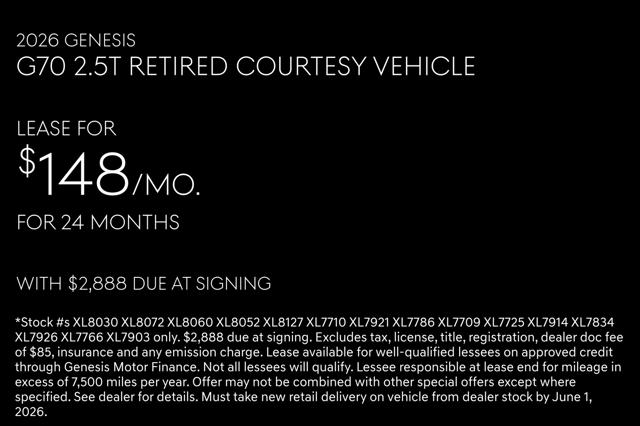 2026 Genesis G70 2.5T RWD