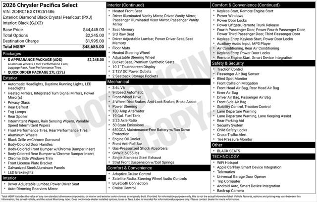 2026 Chrysler Pacifica Select