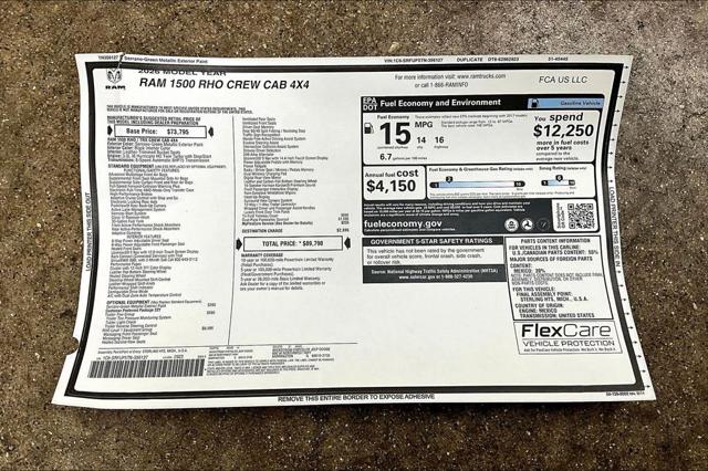 2026 Ram 1500 RHO Crew Cab 4x4 5'7" Box