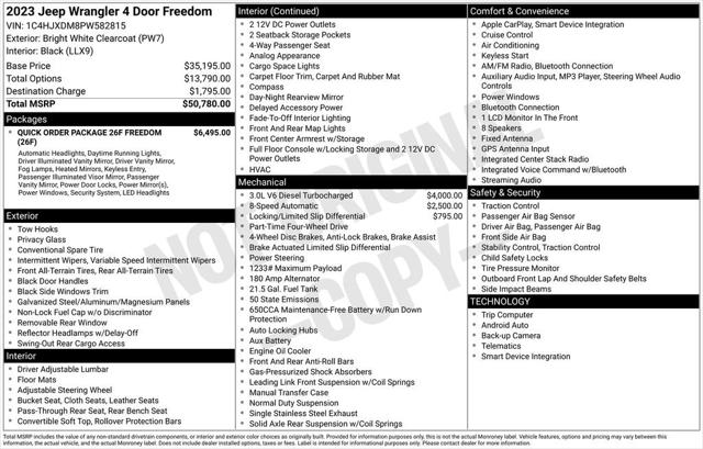 2023 Jeep Wrangler 4-Door Freedom 4x4