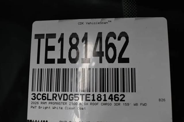 2026 Ram ProMaster 2500 Cargo Van Tradesman High Roof 159" WB w/Pass Seat