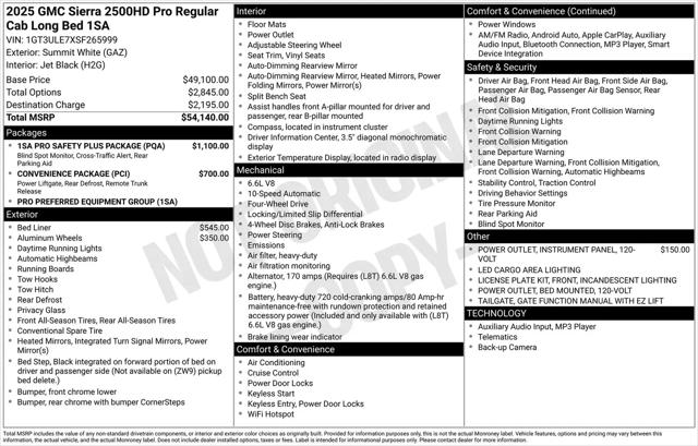 2025 GMC Sierra 2500HD 4WD Regular Cab Long Bed Pro