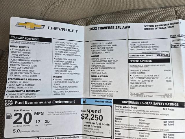 2022 Chevrolet Traverse AWD 2FL Cloth