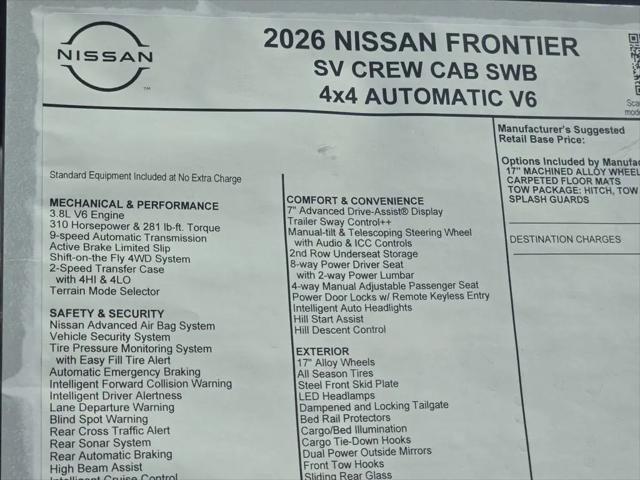 2026 Nissan Frontier Crew Cab SV 4x4