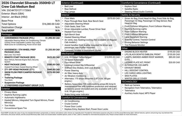 2026 Chevrolet Silverado 3500HD Crew Cab, Standard Bed, LT, 4WD