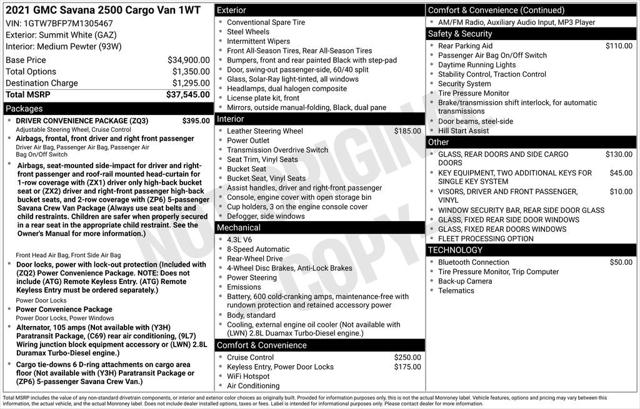 2021 GMC Savana Cargo RWD 2500 Extended Wheelbase Work Van 2021 GMC Savana Cargo RWD 2500 Extended Wheelbase Work Van