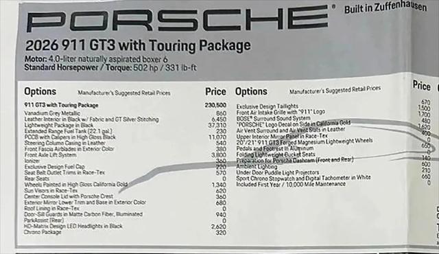 2026 Porsche 911 911 GT3 Touring