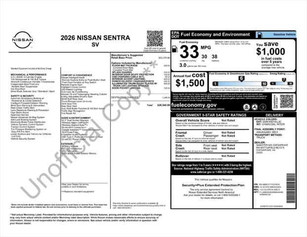 2026 Nissan Sentra SV