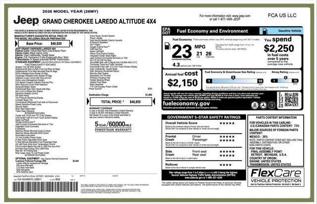 2026 Jeep Grand Cherokee GRAND CHEROKEE LAREDO ALTITUDE 4X4
