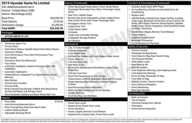 2019 Hyundai Santa Fe Limited 2.0T