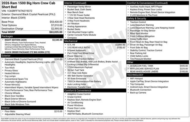 2026 Ram 1500 Big Horn Crew Cab 4x4 57 Box