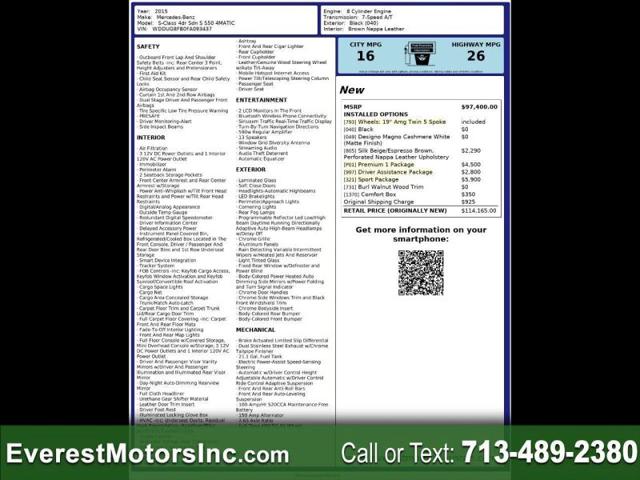 2015 Mercedes-Benz S 550 4MATIC for sale in Houston, TX