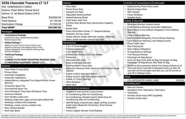 2026 Chevrolet Traverse FWD LT