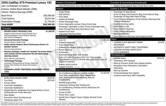 2026 Cadillac XT5 Premium Luxury FWD