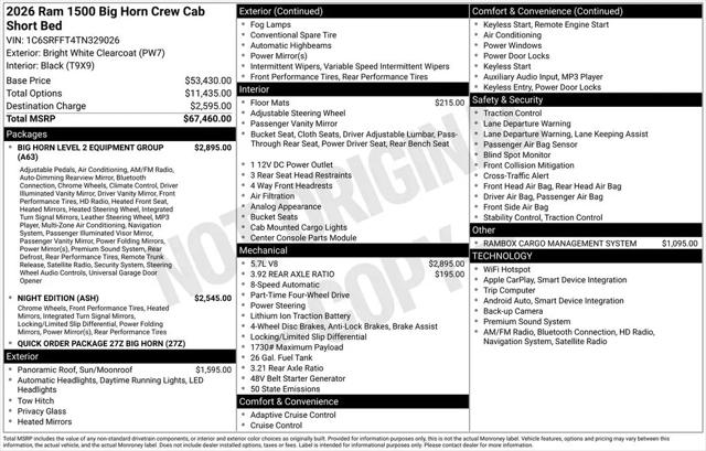 2026 Ram 1500 Big Horn Crew Cab 4x4 5'7" Box