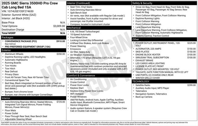 2025 GMC Sierra 3500HD 4WD Crew Cab Long Bed Pro