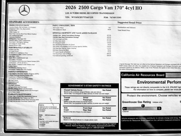 2026 Mercedes-Benz Sprinter 2500 High Roof 4-Cyl Diesel HO