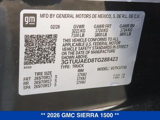 2026 GMC Sierra 1500 Crew Cab, Standard Bed, Pro, 4WD