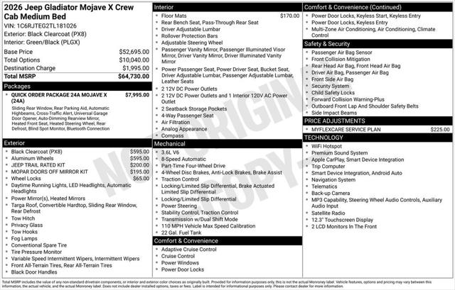2026 Jeep Gladiator GLADIATOR MOJAVE X 4X4