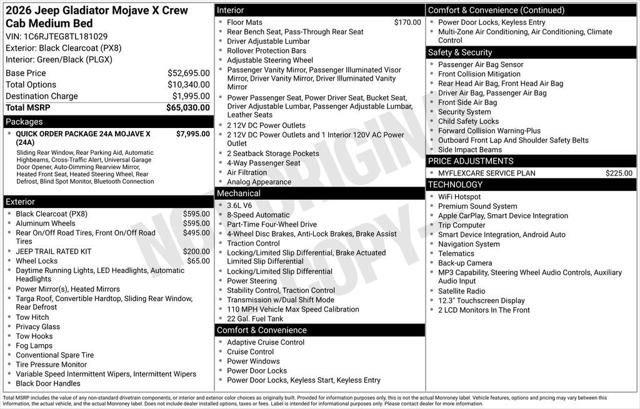 2026 Jeep Gladiator GLADIATOR MOJAVE X 4X4