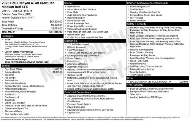 2026 GMC Canyon AT4X, 4WD