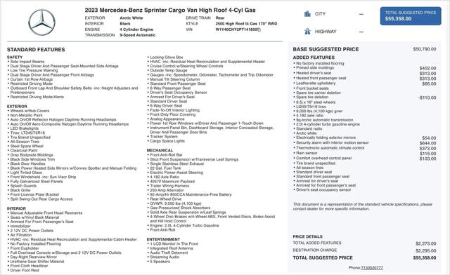 2023 Mercedes-Benz Sprinter 2500 High Roof 4-Cyl Gas
