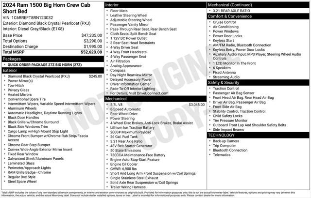 2024 Ram 1500 Big Horn Crew Cab 4x2 5'7" Box