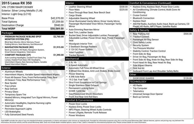 2015 Lexus RX 350 RX 350