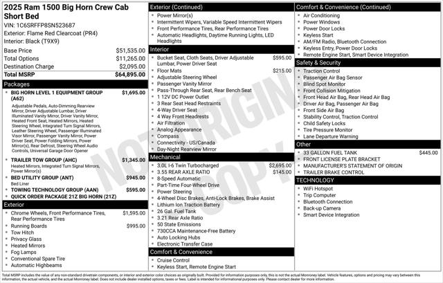 2025 Ram 1500 Big Horn Crew Cab 4x4 5'7" Box