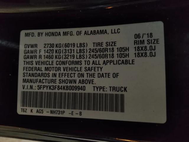 2019 Honda Ridgeline Black Edition