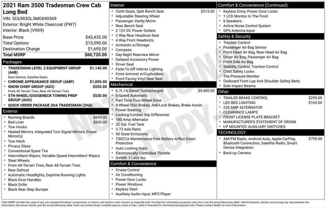2021 Ram 3500 Tradesman Crew Cab 4x4 8' Box
