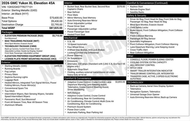 2026 GMC Yukon XL 4WD Elevation