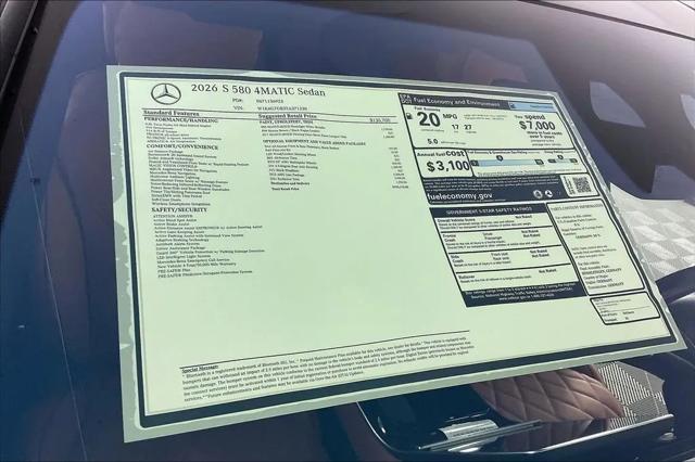 2026 Mercedes-Benz S 580 4MATIC