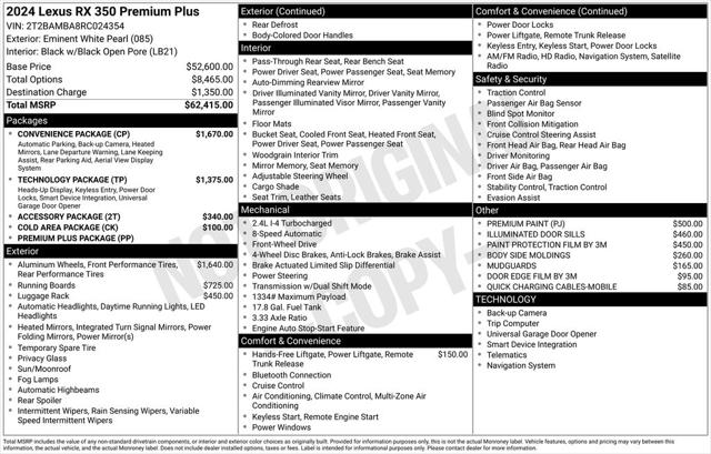 2024 Lexus RX 350 Premium Plus