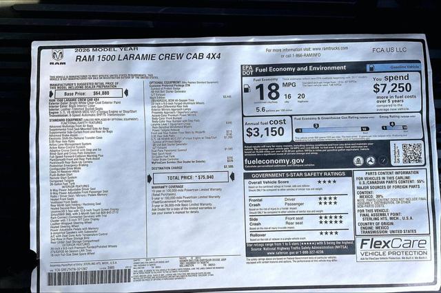 New 2026 RAM 1500 Laramie Crew Cab 4x4 57" Box For Sale in Millington, TN