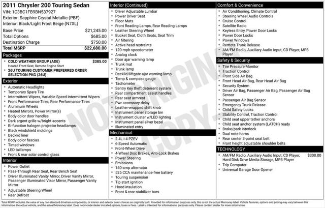 2011 Chrysler 200 Touring